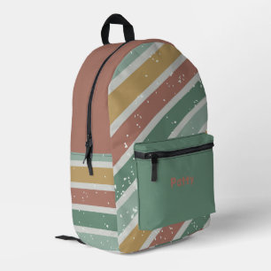 Grüne rosa und goldfarbene Streifen Bedruckter Rucksack