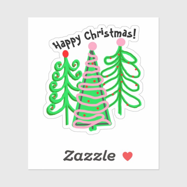 Grüne, rosa Weihnachtsbaumen Aufkleber (Blatt)