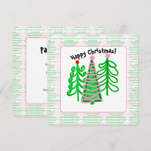 Grüne, rosa Weihnachtsbaumen Einladung