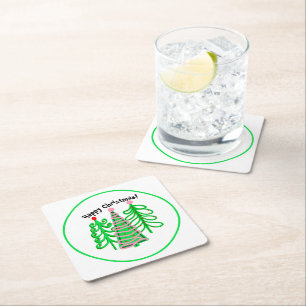 Grüne, rosa Weihnachtsbaumen Rechteckiger Pappuntersetzer