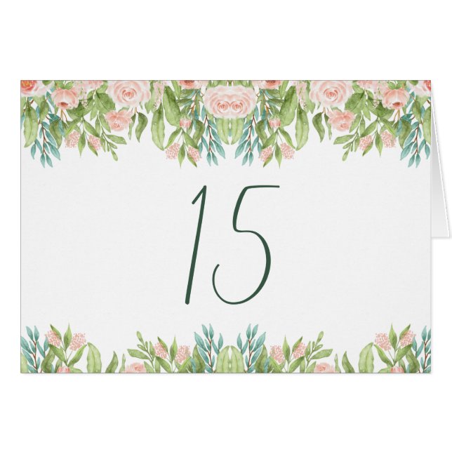 Grüne rosa weiße Hochzeit Tabletop-Schilder (Vorderseite (Horizontal))