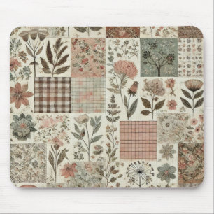 Grüne Rosafarben-Rosa-Patchwork-Blumenmuster-Stegk Mousepad