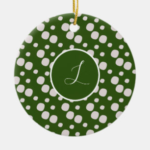 Grüne rosafarbene Punkte Keramik Ornament