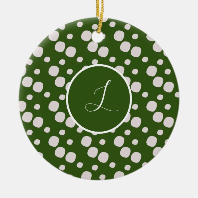 Grüne rosafarbene Punkte Keramik Ornament (Vorne)