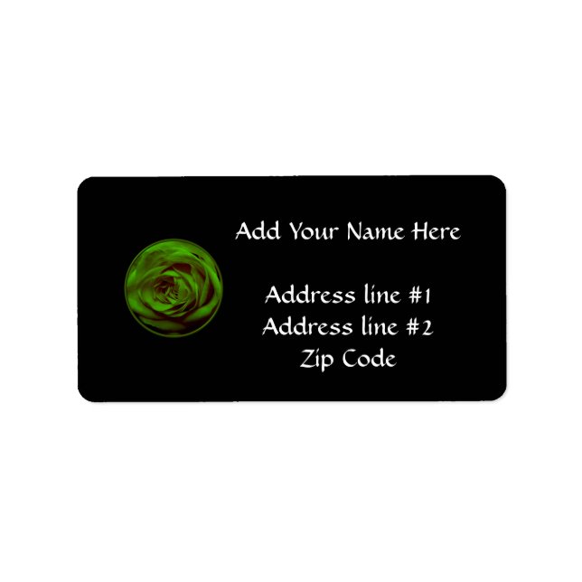 Grüne Rose Adressaufkleber (Vorne)