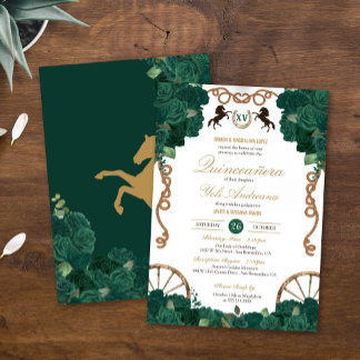 Grüne Rose Blumenland Western Quinceanera Einladung