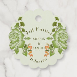 Grüne Rose Blumenzettel Geschenkanhänger