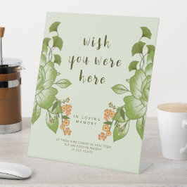 Grüne Rose Blumenzettel Sockelschild