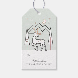 Grüne Rose Gold Modernes Rentierfestival Geschenkanhänger