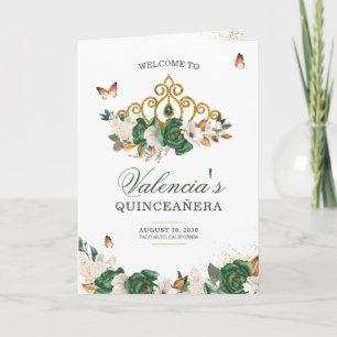 Grüne Rose Gold Tiara Butterfly Quinceanera Programm