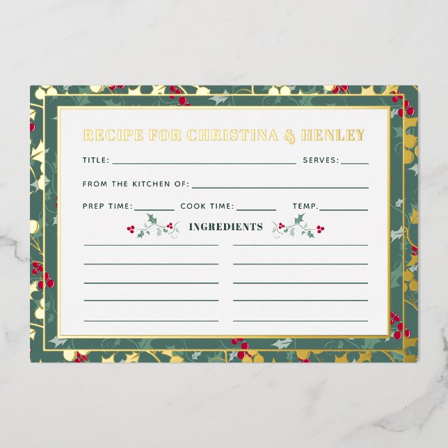 Grüne rote Beeren Saisonkarte Folieneinladung (Vorderseite)