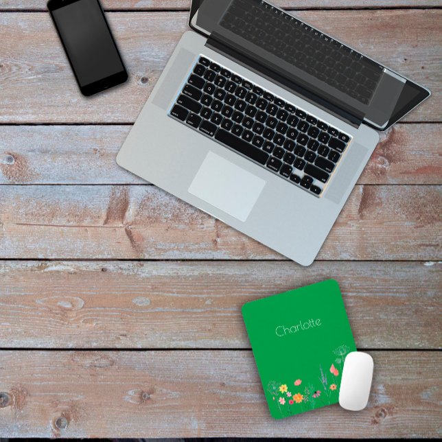 Grüne rote bunte Gänseblümchen Aquarell  Mousepad (Von Creator hochgeladen)