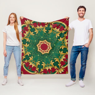 Grüne rote dekorative Feiertags-Fleece-Decke Fleecedecke