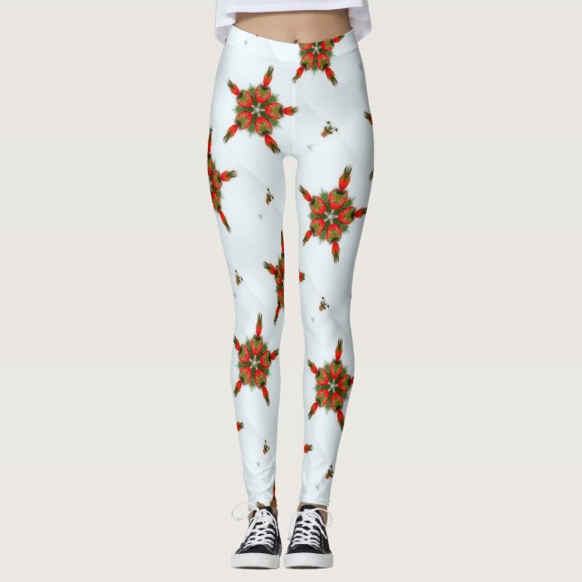Grüne rote Feiertage Weiß Leggings (Vorderseite)