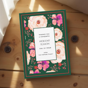 Grüne rote florale Vintage-Wasserfarben-Feiertagsk