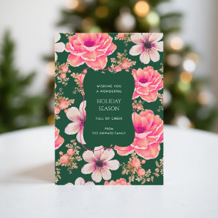 Grüne rote florale Vintage-Wasserfarben-Feiertagsk