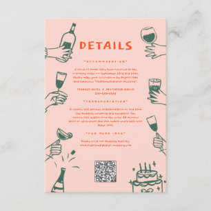 Grüne rote Hand gezeichnet Funky Doodle Hochzeitsd Begleitkarte