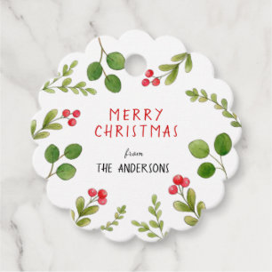 Grüne Rote Heilige Beeren Holiday Geschenkanhänger