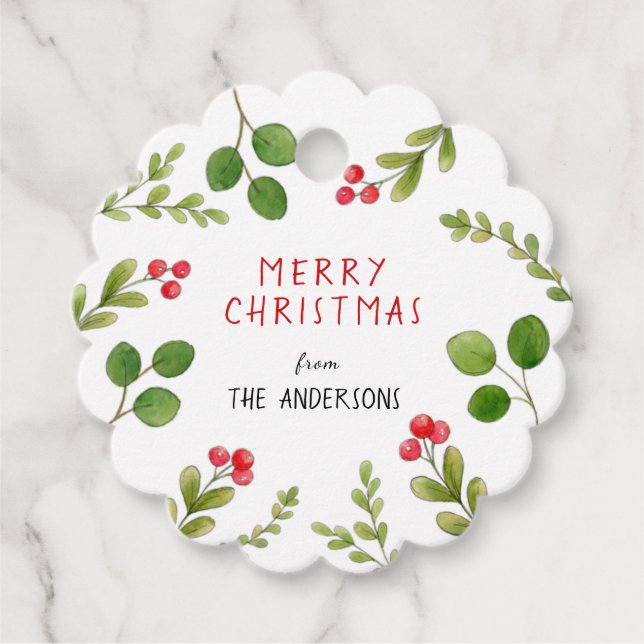 Grüne Rote Heilige Beeren Holiday Geschenkanhänger (Vorderseite)