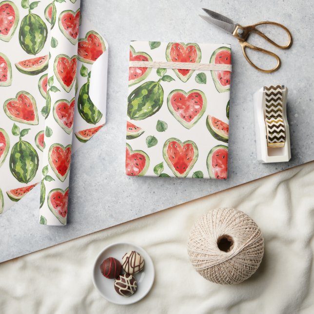 Grüne rote Herz Wassermelonen Geburtstag Geschenkpapier (Kunsthandwerk)