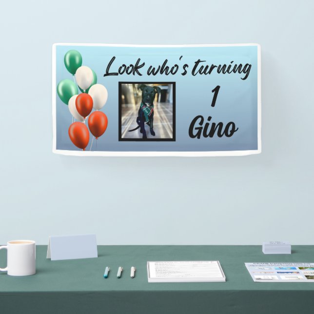 Grüne, rote Italballons sehen aus, wer sich dreht Banner (Messe)