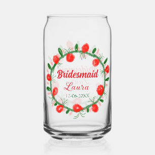 Grüne rote Kränze hinzufügen Namen Brautjungfrau G Dosenglas