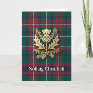 Grüne rote Tartan-Distel schottische Weihnachtskar Karte