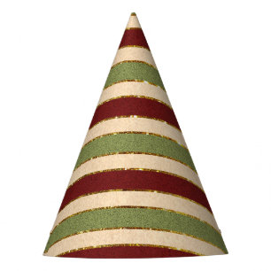 Grüne, rote und alte Folie Striped Partyhütchen