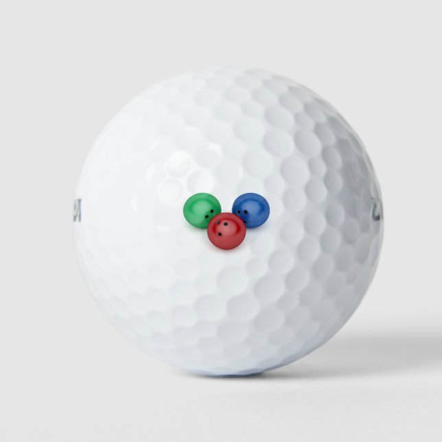 Grüne, rote und blaue Bowlingkugeln Golfball (Vorderseite)