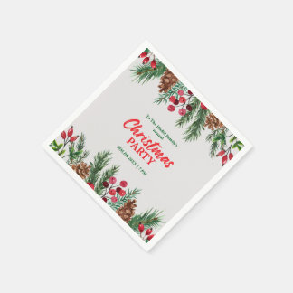 Grüne & rote Vintage-Foto-Familien-Weihnachtsfeier Serviette