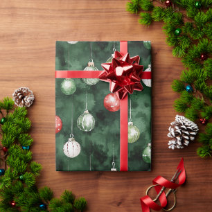 Grüne Rote Weihnachtsdekorationen Geschenkpapier