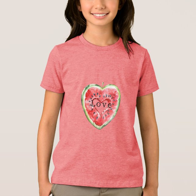 Grüne Rotherz-Wassermelone  Tri-Blend Shirt (Vorderseite)