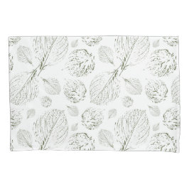 Grüne Rückseite plus Grün/Weiß-Blätter Kissenbezug