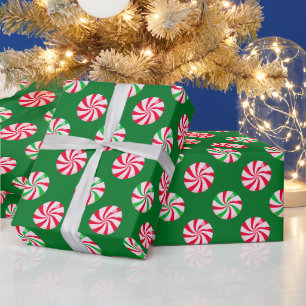 Grüne runde Pfefferminz-Weihnachtsbonbons  Geschenkpapier