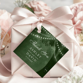 Grüne Rustikale Baumlichter gezeichnete Initialen Geschenkanhänger