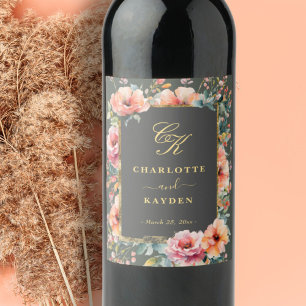 Grüne Rustikale Blumenzeremonie Weinetikett