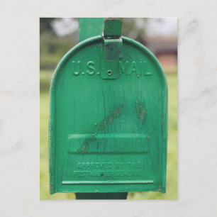 Grüne Rustikale Briefkasten Portrait  Postkarte