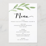 Grüne Rustikale Einfache Elegante Wasserfarbenhoch Menükarte<br><div class="desc">Rustikale Grünanlage Branch und Blätter Watercolor Spring Wedding Empfang Dinner,  Brunch oder Lunch Menü - beinhaltet eine schöne und elegante Schrift Typografie mit modernen botanischen Blättern und Baumzweig für die besondere Hochzeitstag Feier.</div>