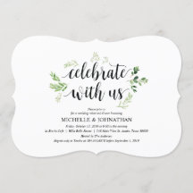 Grüne rustikale Hochzeitsfeier Probe Einladung