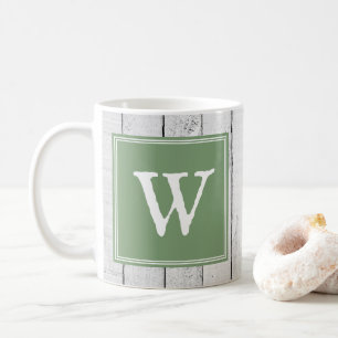 Grüne Rustikale Monogramm-Tasse Kaffeetasse