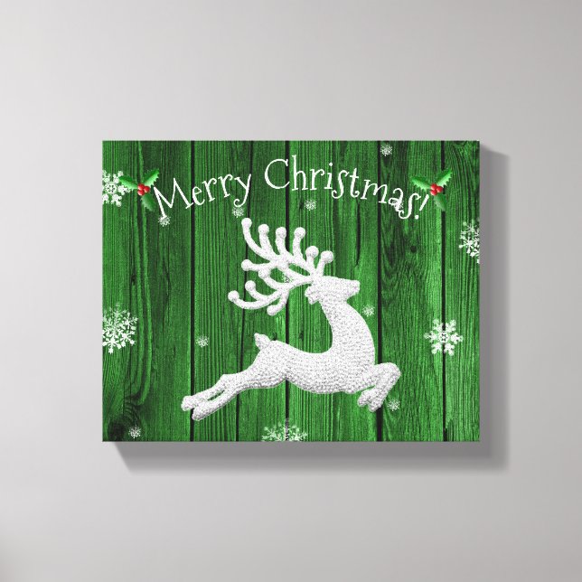 Grüne Rustikale Weihnachtsschreie Canvas Print Leinwanddruck (Vorderseite)