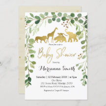 Grüne Safari Animal Baby Dusche Einladung