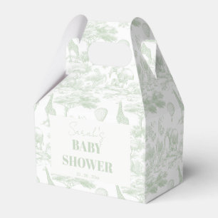 Grüne Safari-Toile-D-Jouy-Dschungel-Themen-Baby-Pa Geschenkschachtel