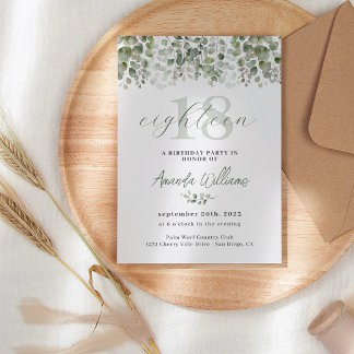 Grüne Sage Green 18. Geburtstag Einladung