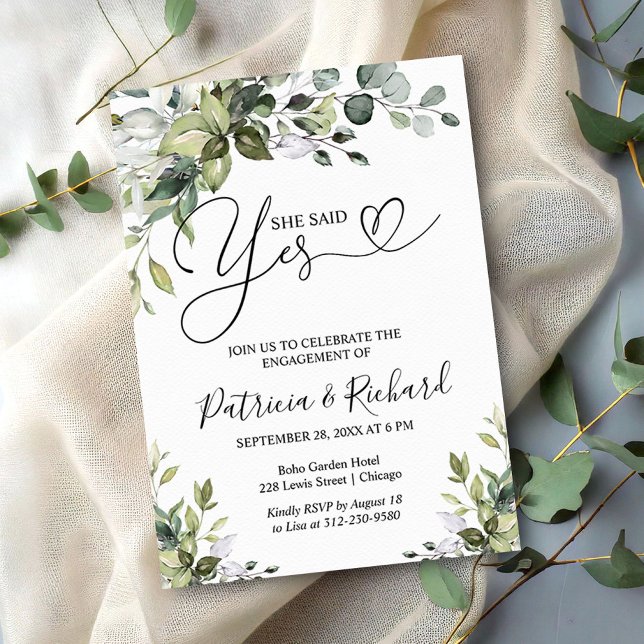 Grüne sagte sie Yes Engagement Party Einladung (Von Creator hochgeladen)