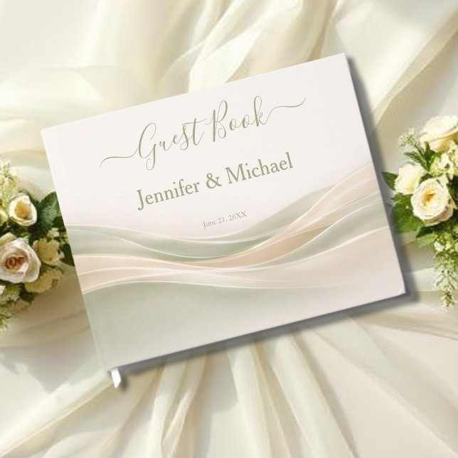Grüne Salbei- und Elfenbeinhochzeit Gästebuch (Sage Green and Ivory Wedding Guest Book )