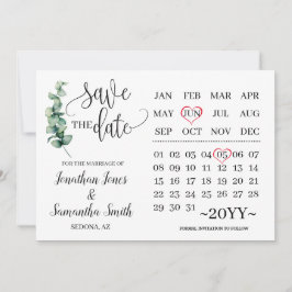 Grüne Save the Date Kalender Minimalistisches Hoch Einladung