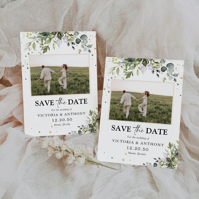 Grüne Save the Date mit Fotokarte (Von Creator hochgeladen)