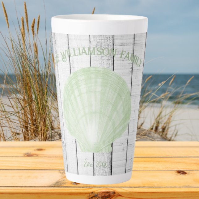 Grüne Scallop-Muschel Latte Tasse (Green Scallop Shell Personalized Latte Mug)