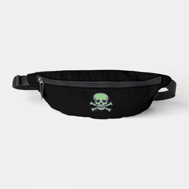 Grüne Schädel Bauchtasche schwarz (Vorderseite)